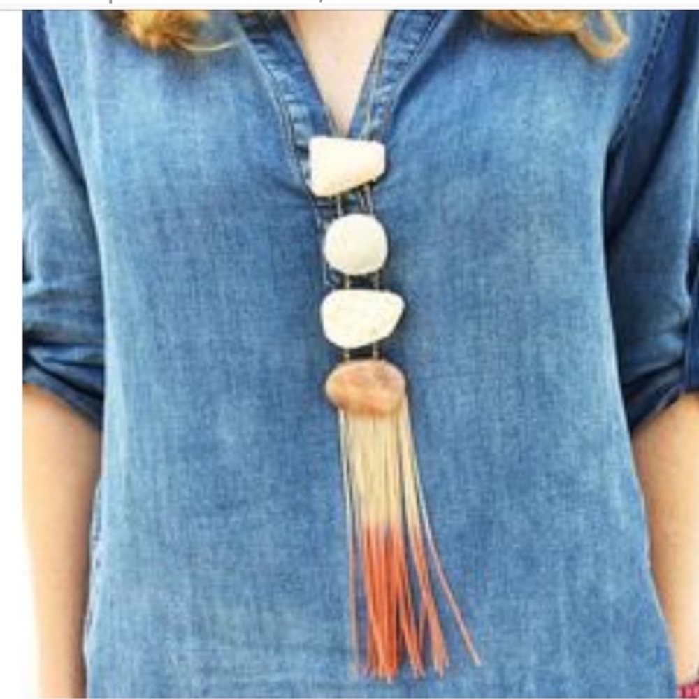 Anthropologie ombre stone ladder pendant necklace